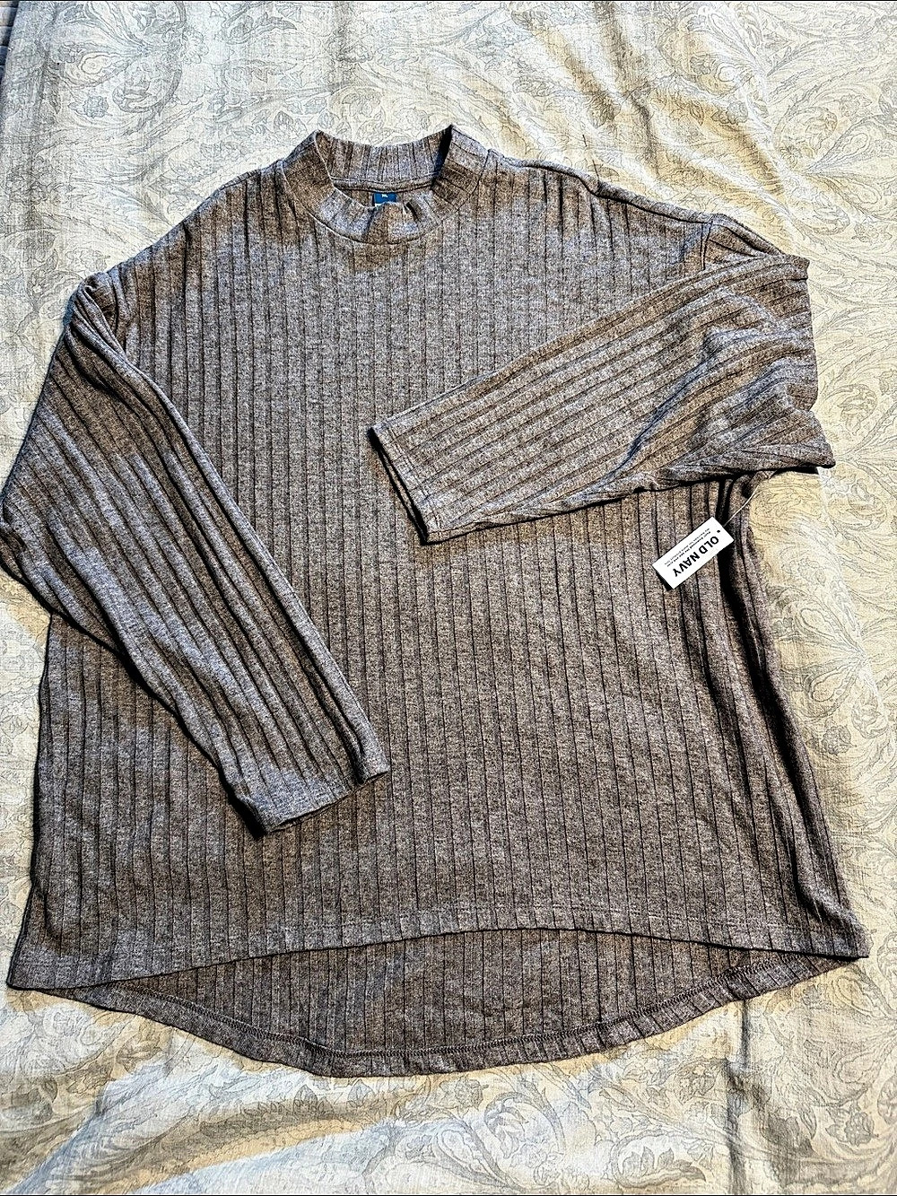 Old Navy Ribbed Striped Long Sleeve Top Brown XL NWT